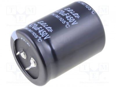 Кондензатор 470uf 450V PK2W471MND3545 Кондензатор: електролитен; THT; 470uF; 450V; O35x45mm; ±20%; 3000h